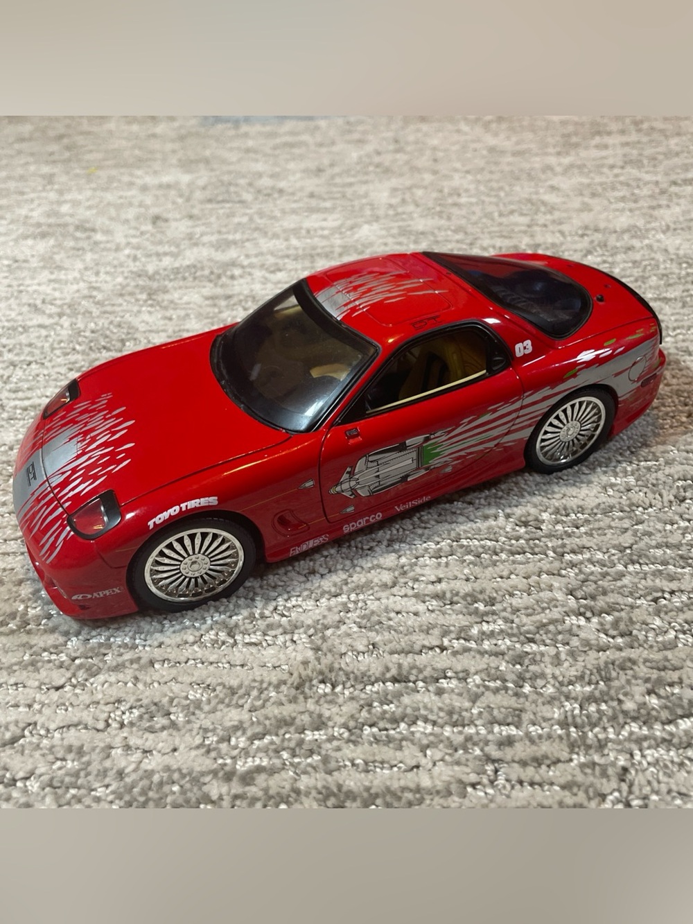 Racing Champions Fast And Furious 1993 Mazda RX-7 Missing Spoiler Mirrors 1:18